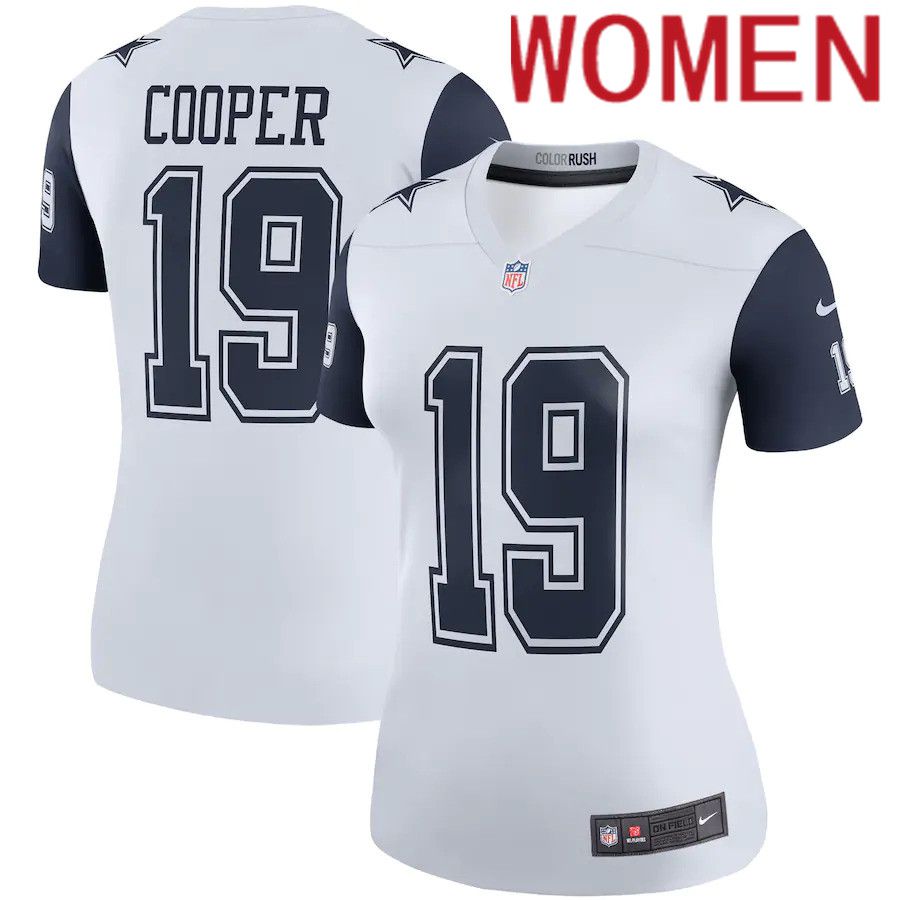 Women Dallas Cowboys #19 Amari Cooper Nike White Color Rush Legend Player NFL Jersey->women nfl jersey->Women Jersey